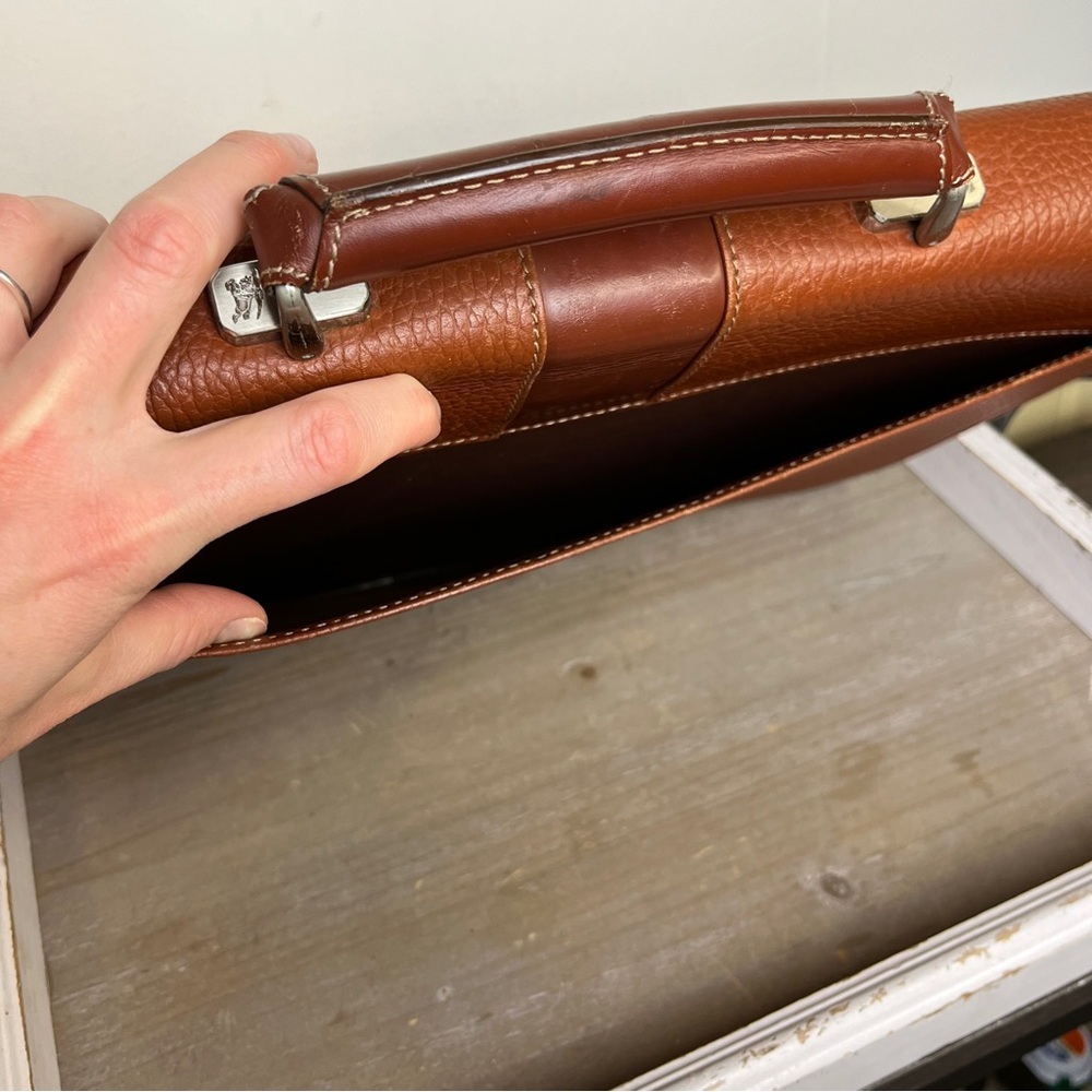 Vintage Burberry Leather Briefcase Nova Check Lock Key COA Business Work Office - Picture 8 of 16